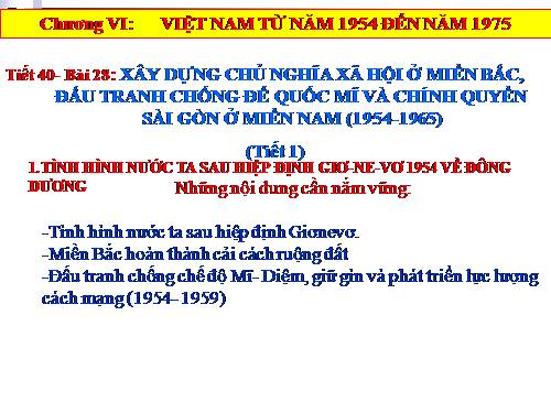 Bài 28. Xây dựng chủ nghĩa xã hội ở miền Bắc, đấu tranh chống đế quốc Mĩ và chính quyền Sài Gòn ở miền Nam (1954 -1965)