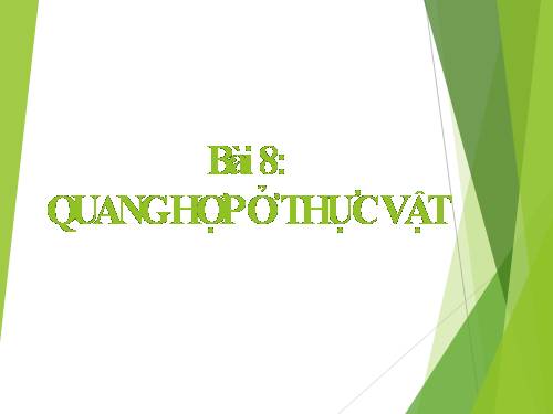 Bài 8. Quang hợp ở thực vật