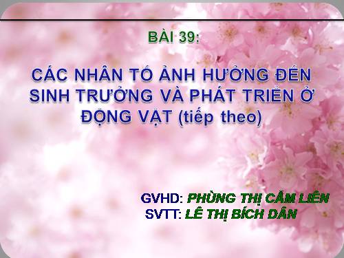 Bài 39. Các nhân tố ảnh hưởng đến sinh trưởng và phát triển ở động vật (tiếp theo)