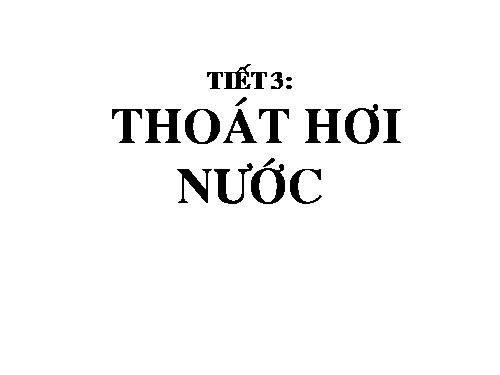 Bài 3. Thoát hơi nước