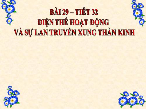 Bài 29. Điện thế hoạt động và sự lan truyền xung thần kinh