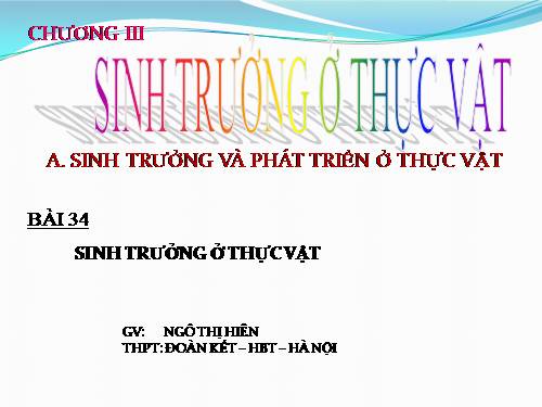 Bài 34. Sinh trưởng ở thực vật