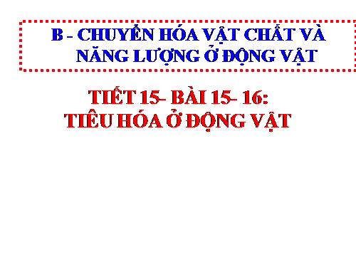 Bài 15. Tiêu hoá ở động vật