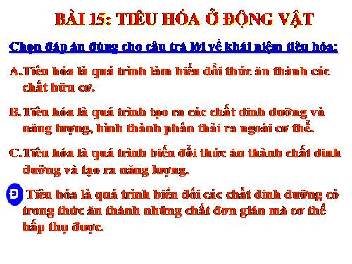 Bài 15. Tiêu hoá ở động vật