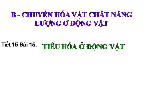 Bài 15. Tiêu hoá ở động vật