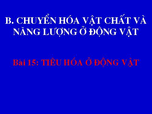 Bài 15. Tiêu hoá ở động vật