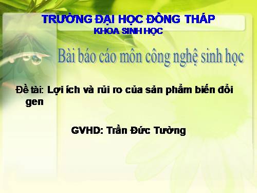 những lợi ích và rủi ro của sinh vật chuyển gen