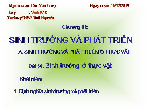 Bài 34. Sinh trưởng ở thực vật