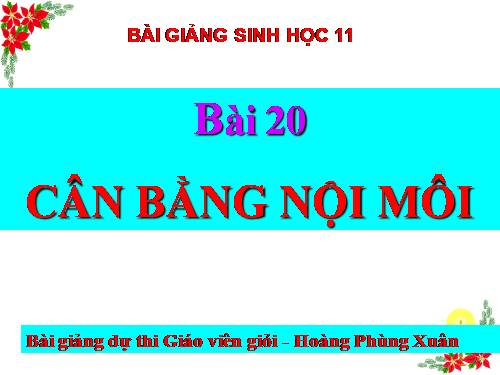 Bài 20. Cân bằng nội môi