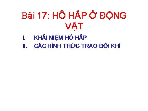 Bài 17. Hô hấp ở động vật