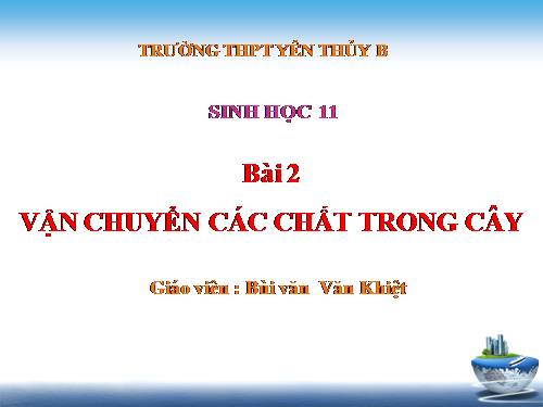 Bài 2. Vận chuyển các chất trong cây