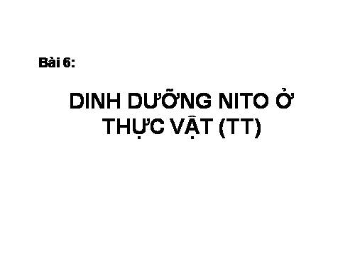 Bài 6. Dinh dưỡng nitơ ở thực vật (tiếp theo)