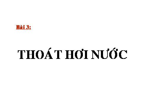 Bài 3. Thoát hơi nước