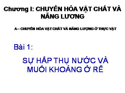 Bài 1. Sự hấp thụ nước và muối khoáng ở rễ