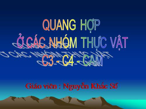 Bài 9. Quang hợp ở các nhóm thực vật C3, C4 và CAM