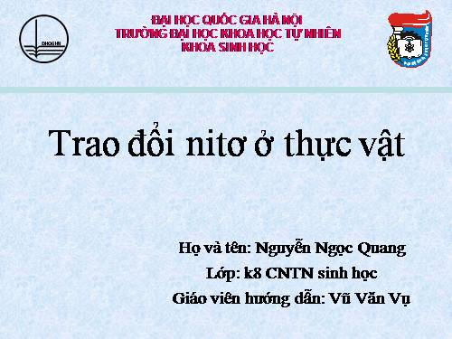 Bài 5. Dinh dưỡng nitơ ở thực vật