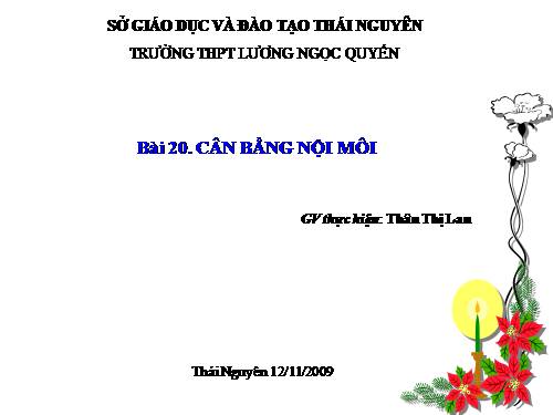 Bài 20. Cân bằng nội môi