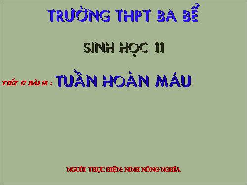 Bài 18. Tuần hoàn máu