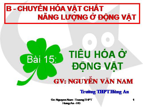 Bài 15. Tiêu hoá ở động vật