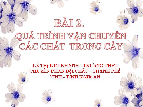 Bài 2. Vận chuyển các chất trong cây