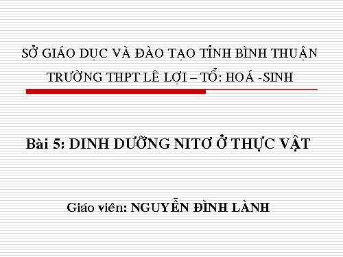 Bài 5. Dinh dưỡng nitơ ở thực vật