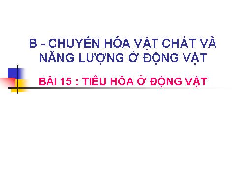 Bài 15. Tiêu hoá ở động vật