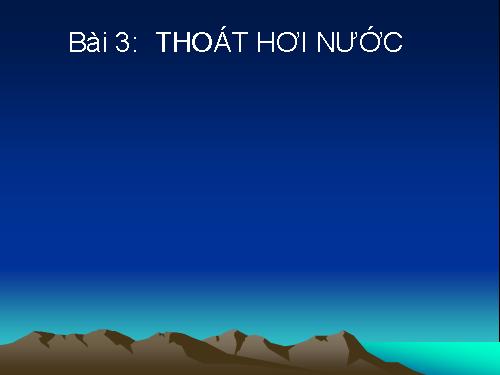 Bài 3. Thoát hơi nước