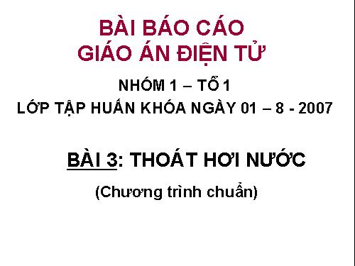 Bài 3. Thoát hơi nước