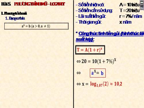 Chương II. §5. Phương trình mũ và phương trình lôgarit