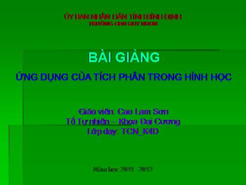 Chương III. §3. Ứng dụng của tích phân trong hình học