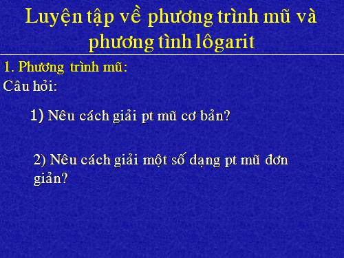 Luyện tập Phương trình mũ đơn giản