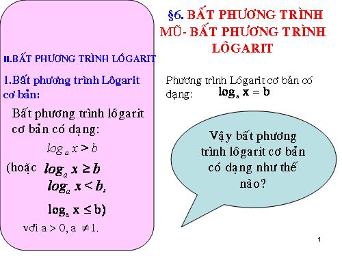 Chương II. §6. Bất phương trình mũ và bất phương trình lôgarit