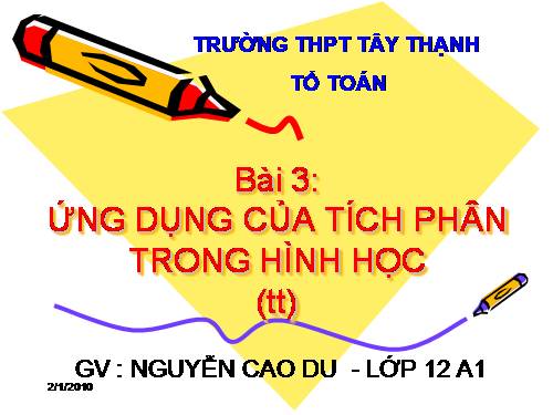 Chương III. §3. Ứng dụng của tích phân trong hình học