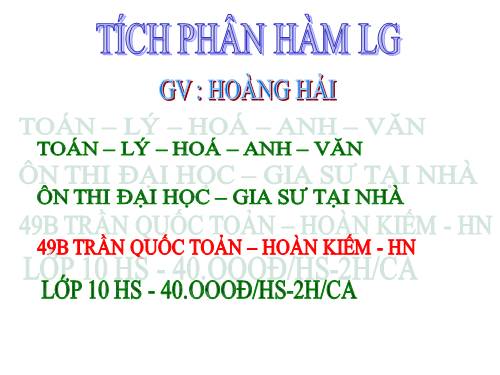 TÍCH PHÂN HÀM SỐ LG