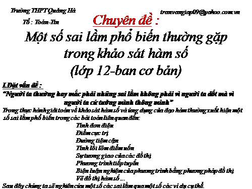 Những sai lầm phổ biến thường gặp trong khảo sát hàm số