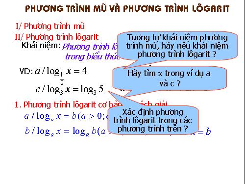 Chương II. §5. Phương trình mũ và phương trình lôgarit