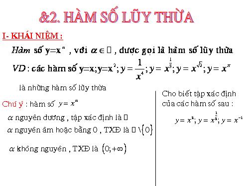 Chương II. §2. Hàm số lũy thừa