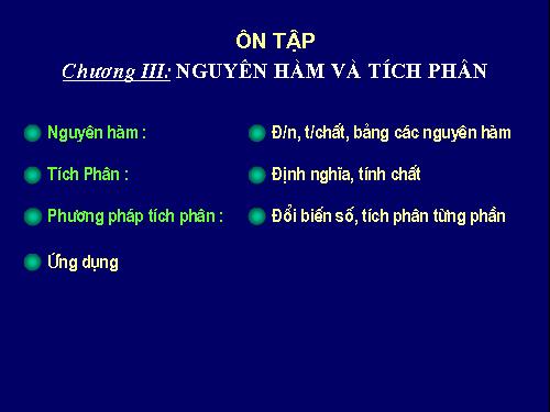 Ôn tập Chương III. Nguyên hàm. Tích phân và ứng dụng