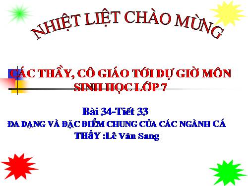 Bài 34. Đa dạng và đặc điểm chung của các lớp Cá