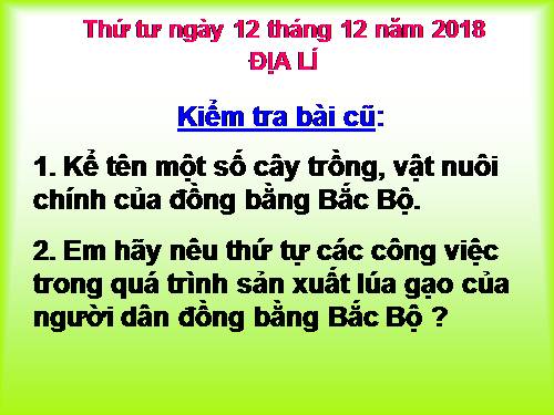 Bài 13-14. Hoạt động sản xuất của người dân ở đồng bằng Bắc Bộ