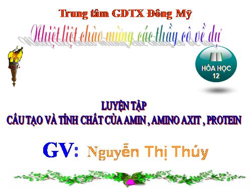 Bài 12. Luyện tập: Cấu tạo và tính chất của amin, amino axit và protein