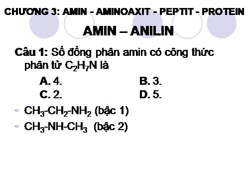 Ôn thi TN: Chương 3:amin,aminoaxit