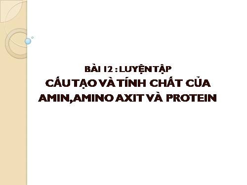 Bài 12. Luyện tập: Cấu tạo và tính chất của amin, amino axit và protein