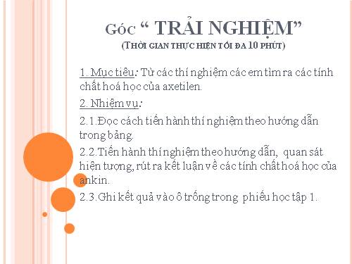 dạy học theo góc: bài ankin