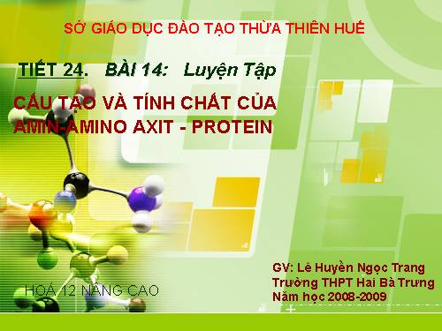 Bài 12. Luyện tập: Cấu tạo và tính chất của amin, amino axit và protein