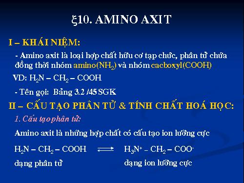 Bài 10. Amino axit