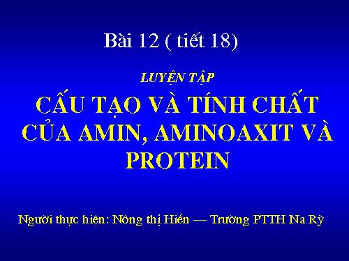 Bài 12. Luyện tập: Cấu tạo và tính chất của amin, amino axit và protein