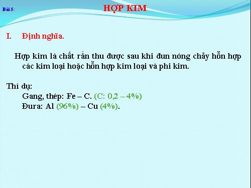 Bài 19. Hợp kim