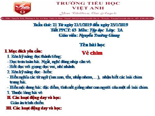 Tuần 21. Vè chim