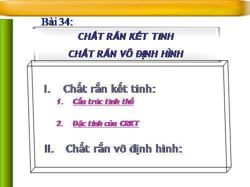 Bài 34. Chất rắn kết tinh. Chất rắn vô định hình